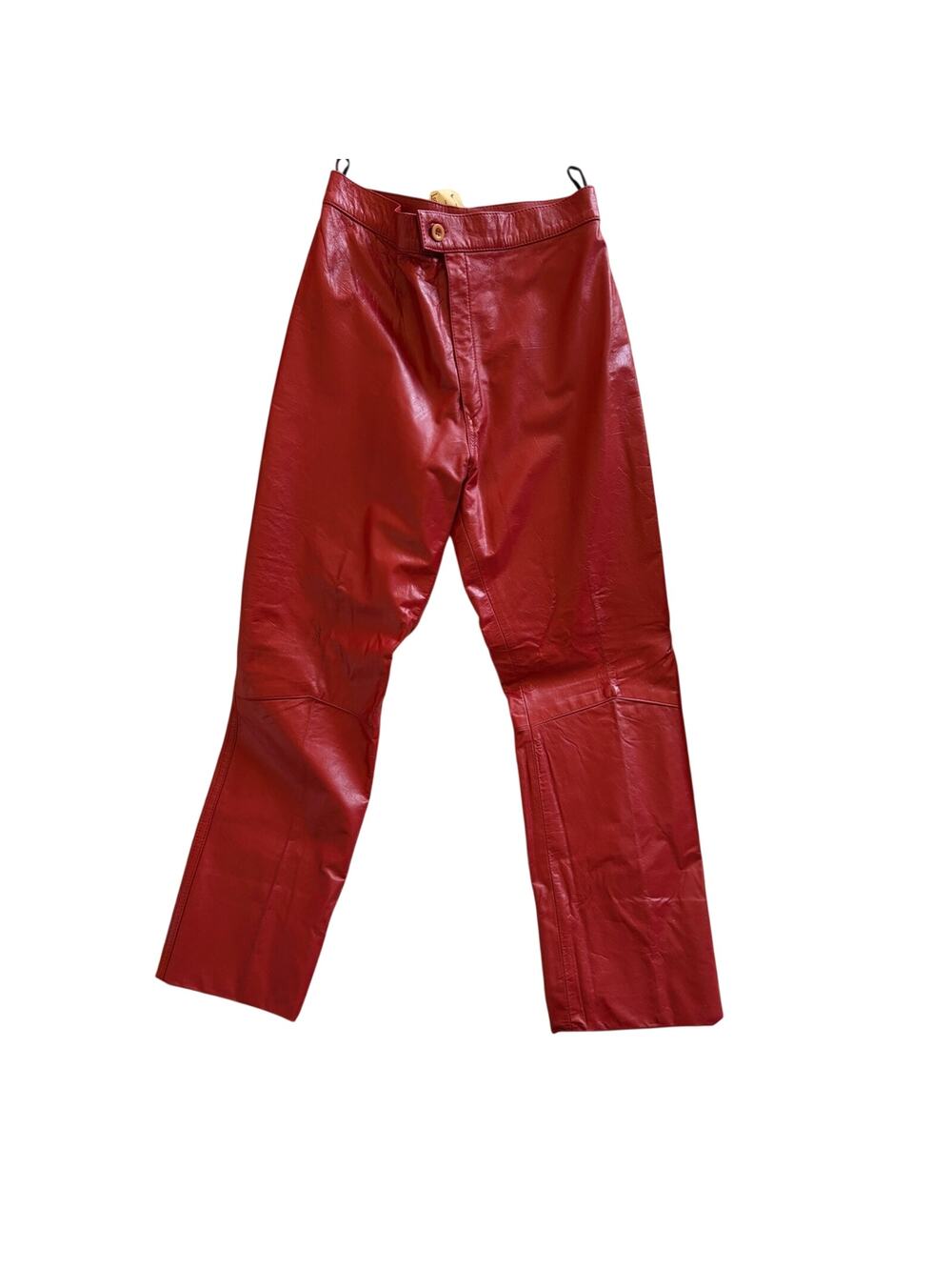 Vintage Deadstock Marco Maroni Red Leather High-Waist Pants with original tag